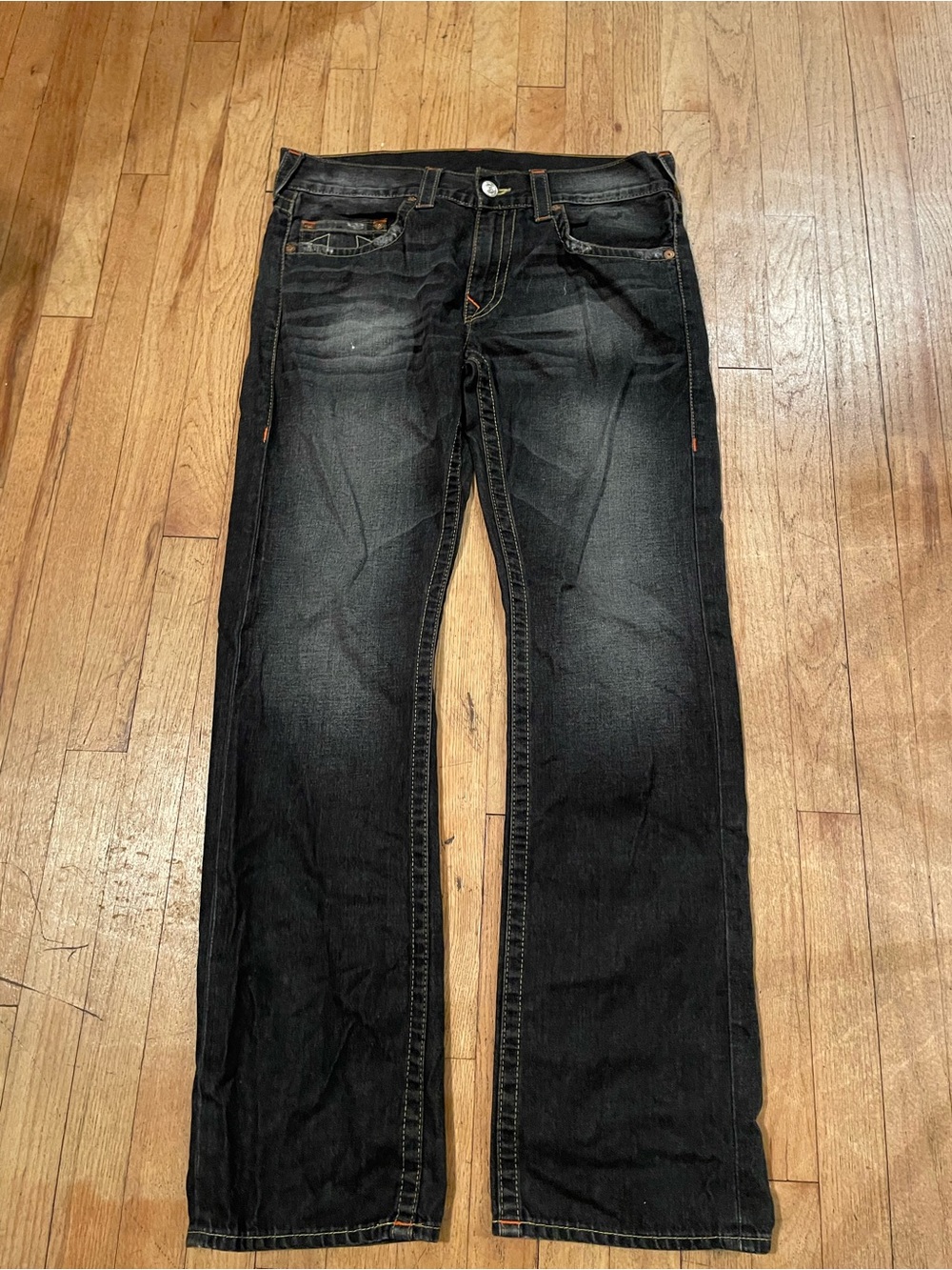 True Religion Men's Black Washed Relaxed Jeans